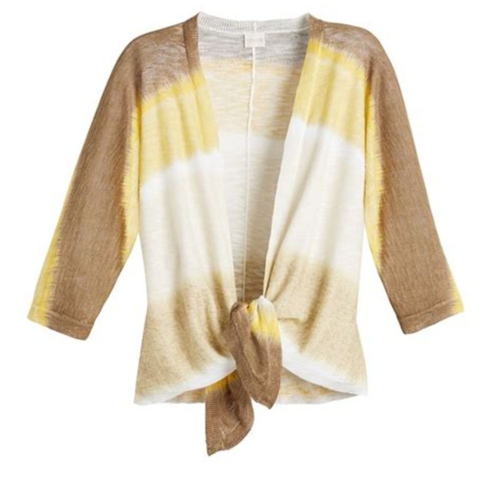 Chico's SHALINE STRIPED TIE-DYE CARDIGAN
